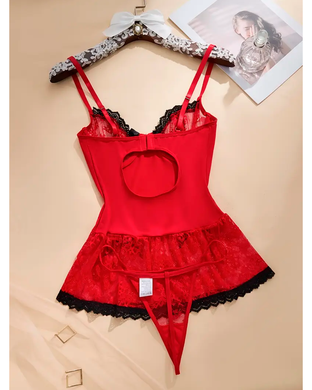 Lencería Roja tipo Vestido 2 Piezas - Imagen 3